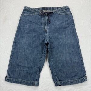 J Jill Denim Culottes Cropped Wide Leg Drawstring Waist Blue Jeans‎ Size 2